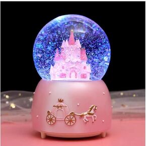 Castle Snow Globe Musical Crystal Ball Music Box for Kids Automatic Snowfall Snow Globes with Color Changing Lights Rotating Castle Snow Globe with Multiple Tunes for Birthday Christmas New Year Gift