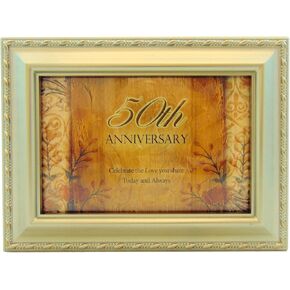 Cottage Garden 50th Anniversary Silvertone Rope Trim Jewelry Music Box Plays Unchained Melody