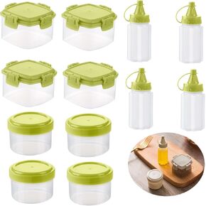 12 Pcs Mini Sauce Squeeze Bottles Seasoning Box Plastic Condiment Salad Dressing Containers Portable Jars for Outdoor Barbecue Camping