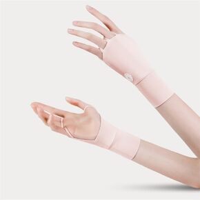Womens Half Finger Copper Infused Technology Golf Glove, Women's Half Finger Golf Gloves, Outdoor Cycling Fishing Breathable Hollowed Sports Gloves - Left & Right Hand Pink