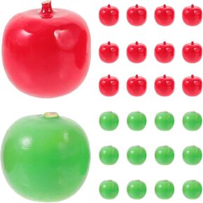 Tofficu 100pcs Mini Fake Apples, Artificial Fruit, 2cm Faux Apples Foam Plastic Apple, Realistic Fake Fruits for Party Props Home Decor(50 Green and 50 Red)