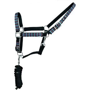 CHALLENGER Horse Horse Nylon Aztec Printed Neoprene Comfort Adjustable Halter Lead 606197