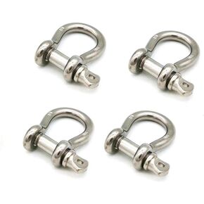 Stainless Steel 316 Shackle 1/4 Inch Sailing Rigging Shackles Marine Grade Shackle Bow Shape Load Clamp for Chains Wire Rope Lifting Paracord Outdoor Camping Survival Rope Bracelets,4 Pieces