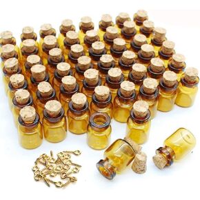 0.5 ml Small Mini Glass Bottles with Corks Dark Brown Small Corks Bottles Amber Glass Vials for Party Wedding Jewelry Making Miniature Altered Art,50 Pcs