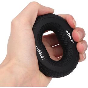 Grip Exercise Ring,70 to 80LB Hand Grip Strengthener Soft Silicone Portable Tire Texture Forearm Finger Exerciser Grip Strength Trainer Ring Black