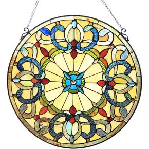 Chloe Lighting Frances Tiffany-Style Victorian 22" Height Stained Glass Window Panel, Multi-Colored