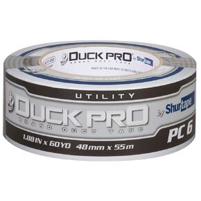 Shurtape Duck Pro Utility Grade, Co-Extruded Cloth Duct Tape for Packaging, Sealing, Waterproofing, 48mm x 60yd, 6.0 mil, Silver, 1 Roll (105449)