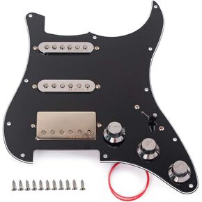 Alnicov Loaded Prewired Pickguard Set SSH Alnico V Single Coil Humbucker Pickups，for Fender Strat ST Electric Guitar Replacement，Black