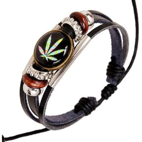 420 Leaf Leather Wristbands Bracelet