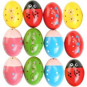 12 Pcs Wooden Egg Shakers Musical Percussion Instruments