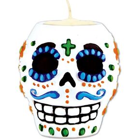 Day Of The Dead Male Tea Light Holder (tea light not included) Party Accessory  (1 count) (1/Pkg)