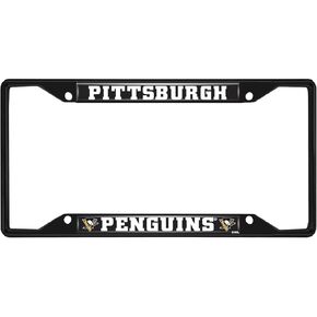 FANMATS 31389 Pittsburgh Penguins Metal License Plate Frame Black Finish