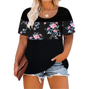 RITERA Plus Size Tops for Women Short Sleeve Raglan Tunic Casual Colorblock Shirts Oversized Crewneck Henley Shirts in Saudi Arabia
