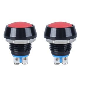 2pcs 12mm Domed Metal Push Button Switch Momentary Waterproof Anti-Vandal Micro Switch 3A 12V 24V 110V 1NO ON-Off Aluminium Black Shell (Screw Terminal Red Button)