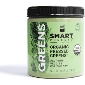 Smart Pressed Organic Greens Superfoods Juice Powder Single Serving Cold-Pressed Vegan Alkalizing Green Juice Cleanse Detox (Original, 30 Servings Bottle)