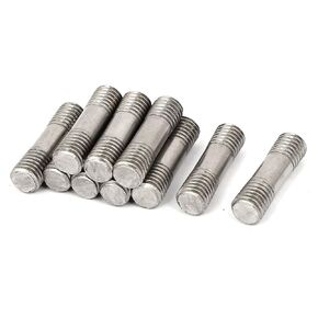 uxcell M10x35mm Double End Thread 304 Stainless Steel Tight Adjustable Push Rod Stud 10pcs