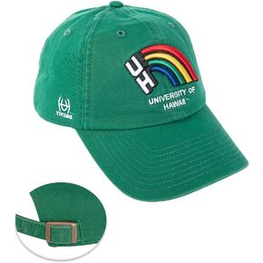 Desert Cactus University of Hawaii Baseball Hat Rainbow Warriors UH Brimmed Embroirderd Hats Cap Adjustable Cloth Strap Adult (Style 3)