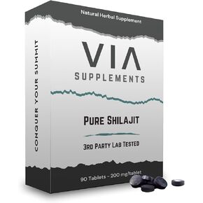 Pure Shilajit Tablets - Reproductive health, Energy, Vitality and Brain Function - 85+ Trace Minerals, 90 tablets