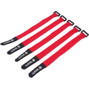 Securing Straps, 5Pcs Reusable Nylon Hook Durability Sports Cycling Riding Loop Securing Straps for Bike Cycling Cord Management(red)