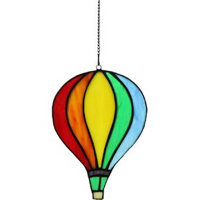 زجاج ملون نافذة معلقة منطاد الهواء الساخن Suncatchers لتزيين النوافذ مصنوع يدويًا من الزجاج الملون هدية ديكور قوس قزح (قوس قزح) in Kuwait