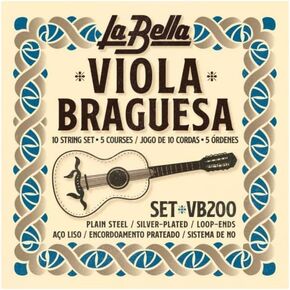 La Bella VB200 Viola Braguesa Plain Steel & Silver-Plated Wound Guitar Strings