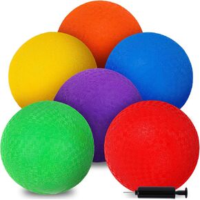 3 ثعالب 6 قطع كرات ملعب مع مضخة هواء، كرة دودج قابلة للنفخ مقاس 7 بوصات كرة يد ملونة مطاطية كرة ركل لا كرات لاذعة للأطفال ألعاب الكرة في صالة الألعاب الرياضية ومعسكرات اليوغا وتمارين اليوغا في الأماكن المغلقة والخارجية in Kuwait