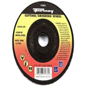 Forney 71875 Grinding Wheel with 5/8-Inch Arbor, Metal Type 27, A30R-BF, 4-Inch-by-1/8-Inch
