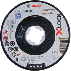 Bosch Professional Straight Cutting Disc Expert (for Metal, X-LOCK, Diameter 115 mm, Bore Diameter: 22.23 mm, Thickness: 1.6 mm)