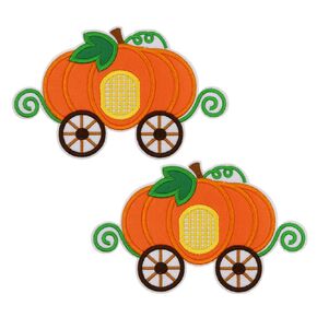 7" Thanksgiving Pumpkin Carriage Embroidered Iron On Patches Halloween Fall Season DIY