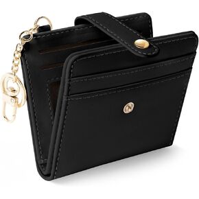 Jogjam Black Cat Floral Rfid Women Wallet, Small Slim Thin Credit Card Wallet, PU Leather Bifold Cash Wallet, Zipper Coin Pocket & ID Window, Female Ladies Teen Girls Girly Gifts