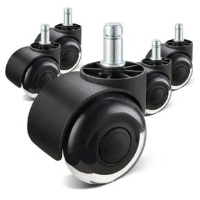 VEVOR Office Chair Wheels, Set of 5, 2 inch Caster Wheels Replacement for Hardwood Floors and Carpet, Heavy Duty Computer Gaming Desk Casters with Double Wheels, 2200 lbs Load Capacity, Universal Fit