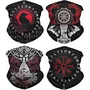 ENLACHIC 3D Viking Totem Print Balaclava Bandana Neck Gaiter Scarf Headband for Womens Mens