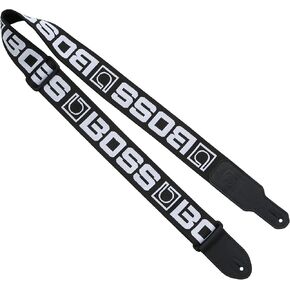 BOSS BSM-20-BW Instrument Straps in Black with White Logo | Featuring the Monogram Logo | Two-inch wide Nylon Material for Comfort and Durability | For Guitar, Bass & More