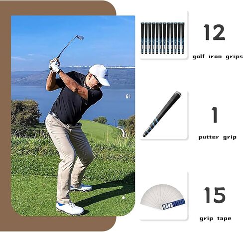 مقابض جولف ياماتو مع 15 شريطًا مطورة، 12 حزمة من مقابض حديد الجولف وقبضة مضرب للرجال، مقابض نادي الجولف متوسطة الحجم المثالية للرجال in Kuwait