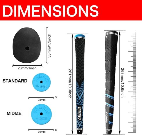 مقابض جولف ياماتو مع 15 شريطًا مطورة، 12 حزمة من مقابض حديد الجولف وقبضة مضرب للرجال، مقابض نادي الجولف متوسطة الحجم المثالية للرجال in Kuwait