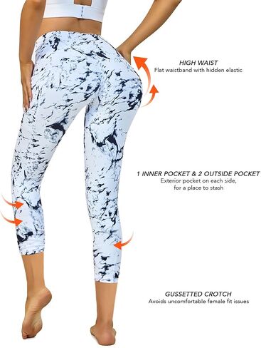 High Waist Yoga Pants with Pockets, Tummy Control Workout Running Yoga Leggings for Women in Saudi Arabia