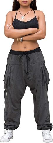 Women's Loose Harem Lounge Pants with Pockets Yoga Cotton Elastic Waist Joggers Baggy Trousers in Kuwait