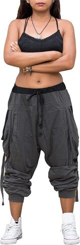 Women's Loose Harem Lounge Pants with Pockets Yoga Cotton Elastic Waist Joggers Baggy Trousers in Kuwait