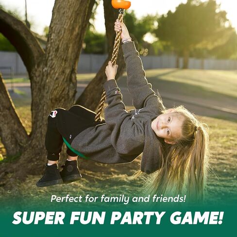 TURFEE Tree Swing for Kids - Single Disc Seat and Climbing Rope Set w/Carabiner & 4 Ft Strap - Treehouse and Outdoor Playground Accessories - Green ﻿ in Saudi Arabia