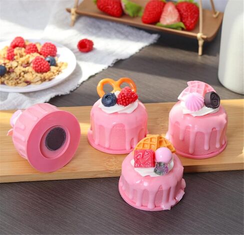 6 قطع من كعكة الفاكهة الاصطناعية نموذج كب كيك مزيف للتصوير الفوتوغرافي لتزيين حفلات المطبخ المنزلي (وردي) in Kuwait