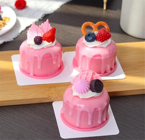 6 قطع من كعكة الفاكهة الاصطناعية نموذج كب كيك مزيف للتصوير الفوتوغرافي لتزيين حفلات المطبخ المنزلي (وردي) in Kuwait