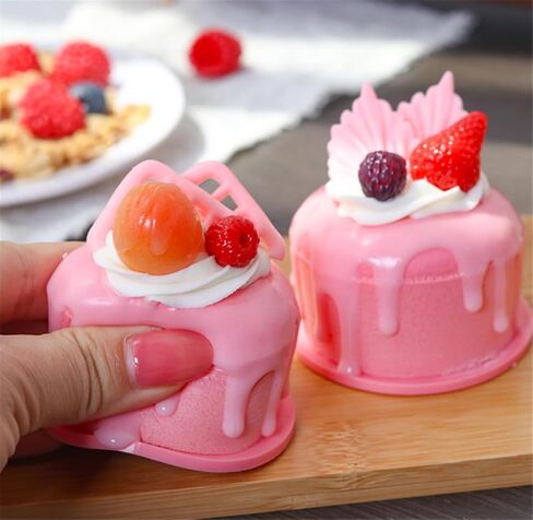 6 قطع من كعكة الفاكهة الاصطناعية نموذج كب كيك مزيف للتصوير الفوتوغرافي لتزيين حفلات المطبخ المنزلي (وردي) in Kuwait