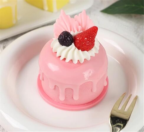 6 قطع من كعكة الفاكهة الاصطناعية نموذج كب كيك مزيف للتصوير الفوتوغرافي لتزيين حفلات المطبخ المنزلي (وردي) in Kuwait