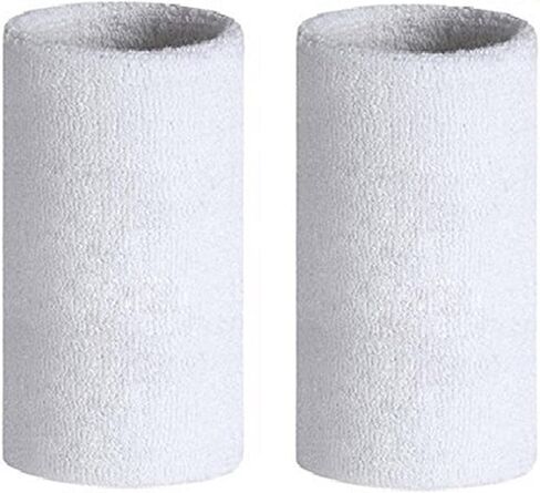 6 inch Sports Wristbands Wrist Sweatbands for Men & Women, Stretchy & Sweat Absorbing Cotton Terry, Perfect for Basketball, Football, Tennis, Soccer, Running & Working Out, 1 Pair in Saudi Arabia