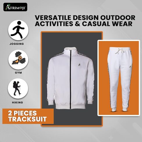 Afrimoji Unisex TrackSuit - Long Sleeve, stand-up collar, Full-zip, Casual Sports Jogging Activewear 2Piece Set in Saudi Arabia