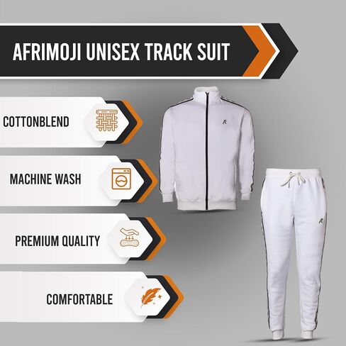 Afrimoji Unisex TrackSuit - Long Sleeve, stand-up collar, Full-zip, Casual Sports Jogging Activewear 2Piece Set in Saudi Arabia