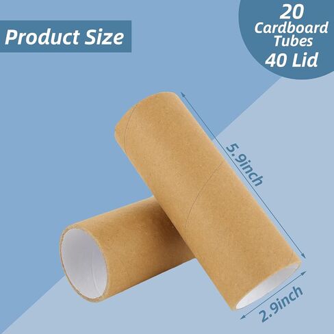 CYEAH 20 Pcs Mailing Tubes with Caps for Packaging Posters, 3x6 Inch Round Cardboard Mailers Tubes for Craft, Brown Toilet Paper Rolls for Crafts, Empty Cardboard Tubes for Classroom, DIY Projects in Saudi Arabia