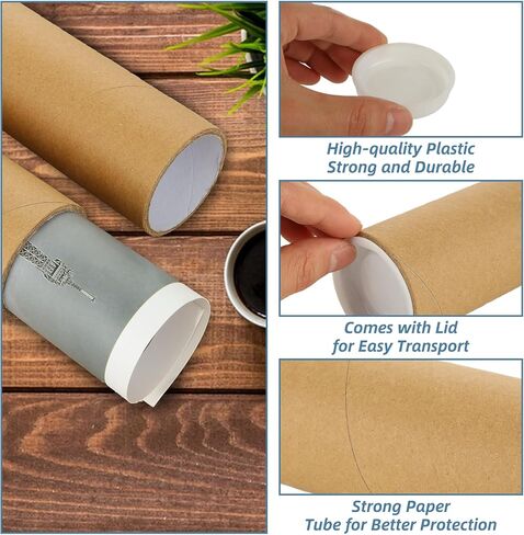 CYEAH 20 Pcs Mailing Tubes with Caps for Packaging Posters, 3x6 Inch Round Cardboard Mailers Tubes for Craft, Brown Toilet Paper Rolls for Crafts, Empty Cardboard Tubes for Classroom, DIY Projects in Saudi Arabia