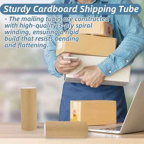 CYEAH 20 Pcs Mailing Tubes with Caps for Packaging Posters, 3x6 Inch Round Cardboard Mailers Tubes for Craft, Brown Toilet Paper Rolls for Crafts, Empty Cardboard Tubes for Classroom, DIY Projects in Saudi Arabia