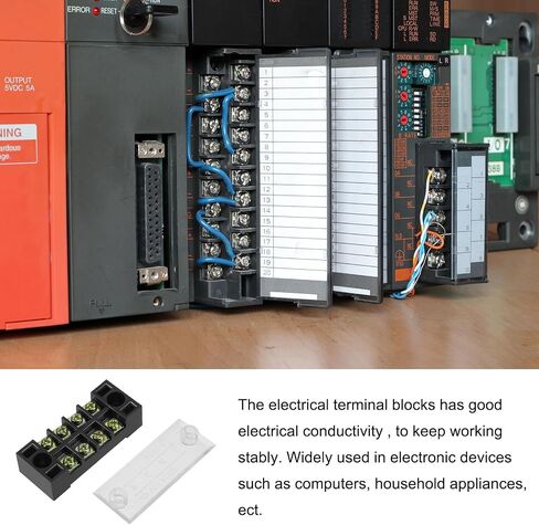 4 Positions Dual Rows 600V 15A Terminal Strip Blocks Barrier Screws (with Cover), [for Wires Connecting, Electronic Circuits] - 2 Pack/Black/TB-1504L in Saudi Arabia